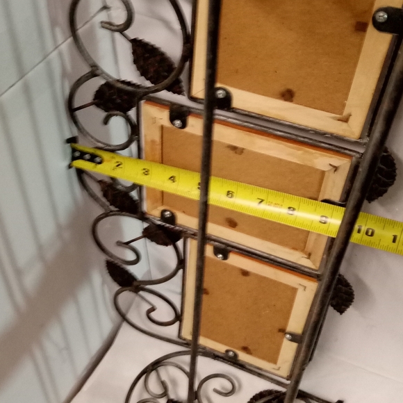 Magazine Rack ,Wine Rack, Caddy with Wooden Photo Frames Metal 21" X10"h - Picture 4 of 6